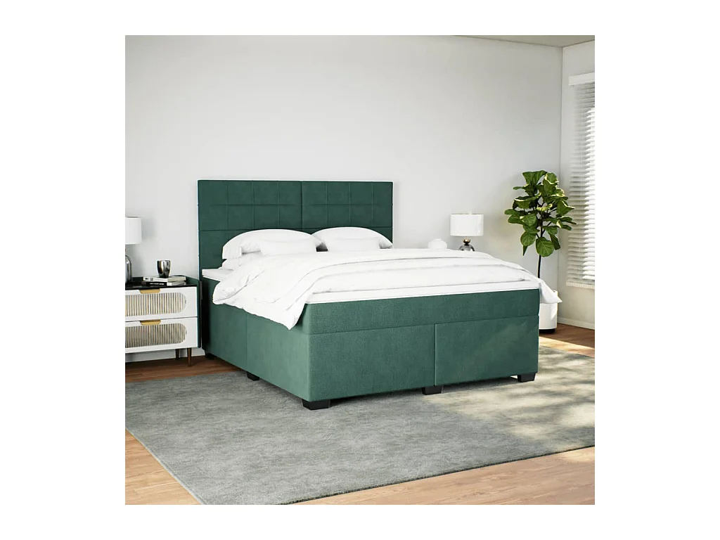 Boxspringbett mit Matratze Dunkelgrün 180x200 cm Samt