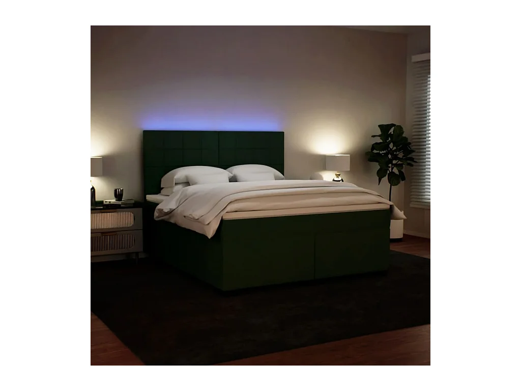 Boxspringbett mit Matratze Dunkelgrün 180x200 cm Samt