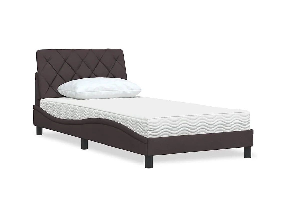 Bed met matras stof donkerbruin 100x200 cm