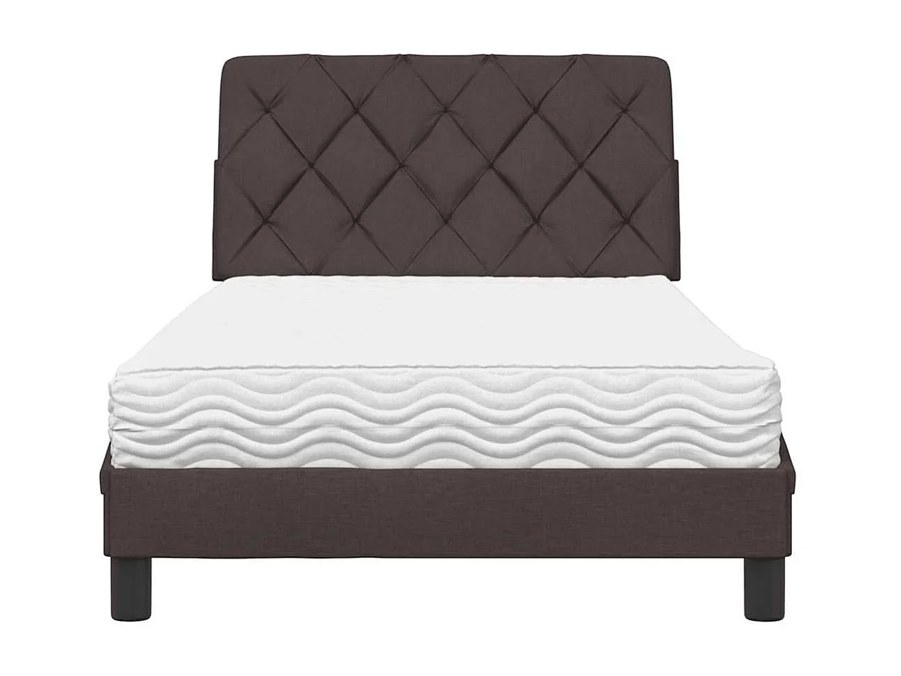 Cama con colchón tela marrón oscuro 100x200 cm