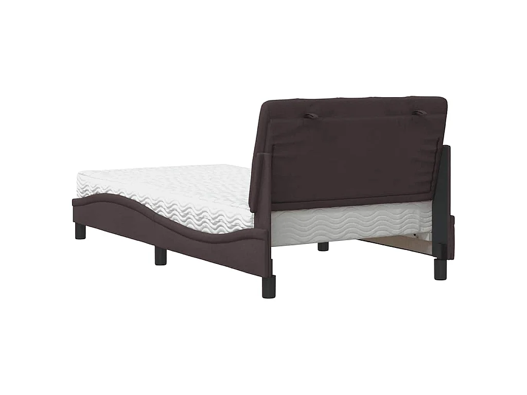 Lit avec matelas marron foncé 100x200 cm tissu