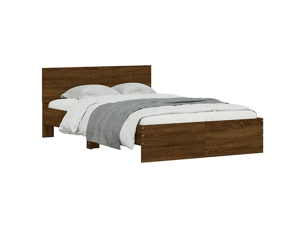 Cadre de lit avec tête de lit et LED chêne marron 140x190 cm