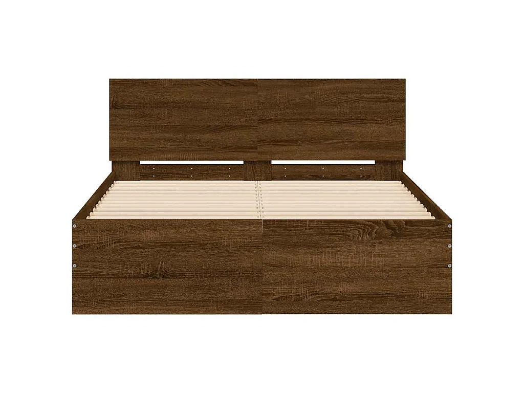 Cadre de lit avec tête de lit et LED chêne marron 140x190 cm