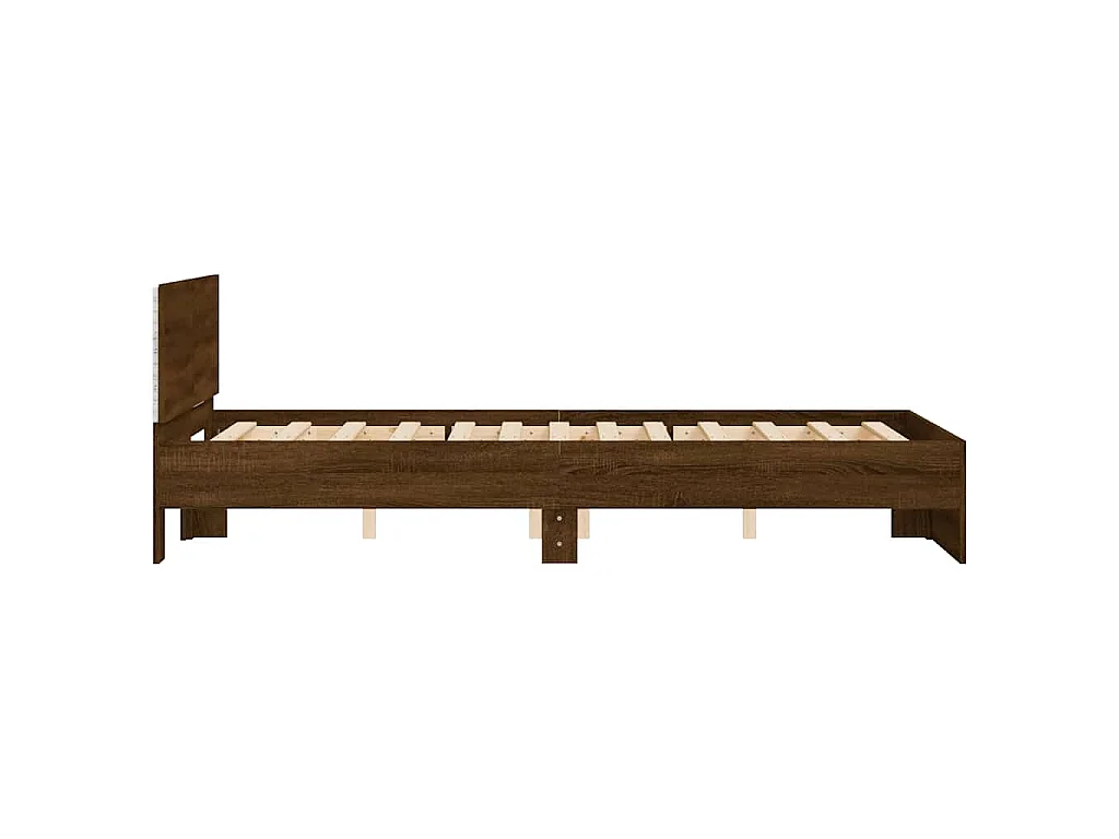 Cadre de lit avec tête de lit et LED chêne marron 140x190 cm