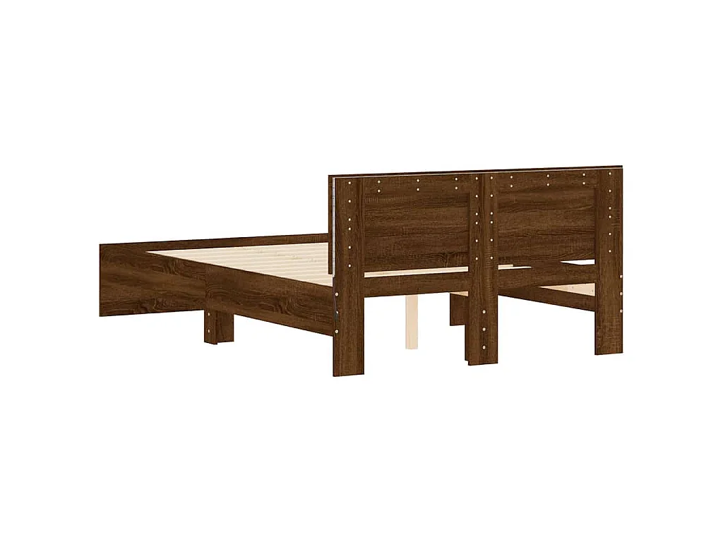 Cadre de lit avec tête de lit et LED chêne marron 140x190 cm