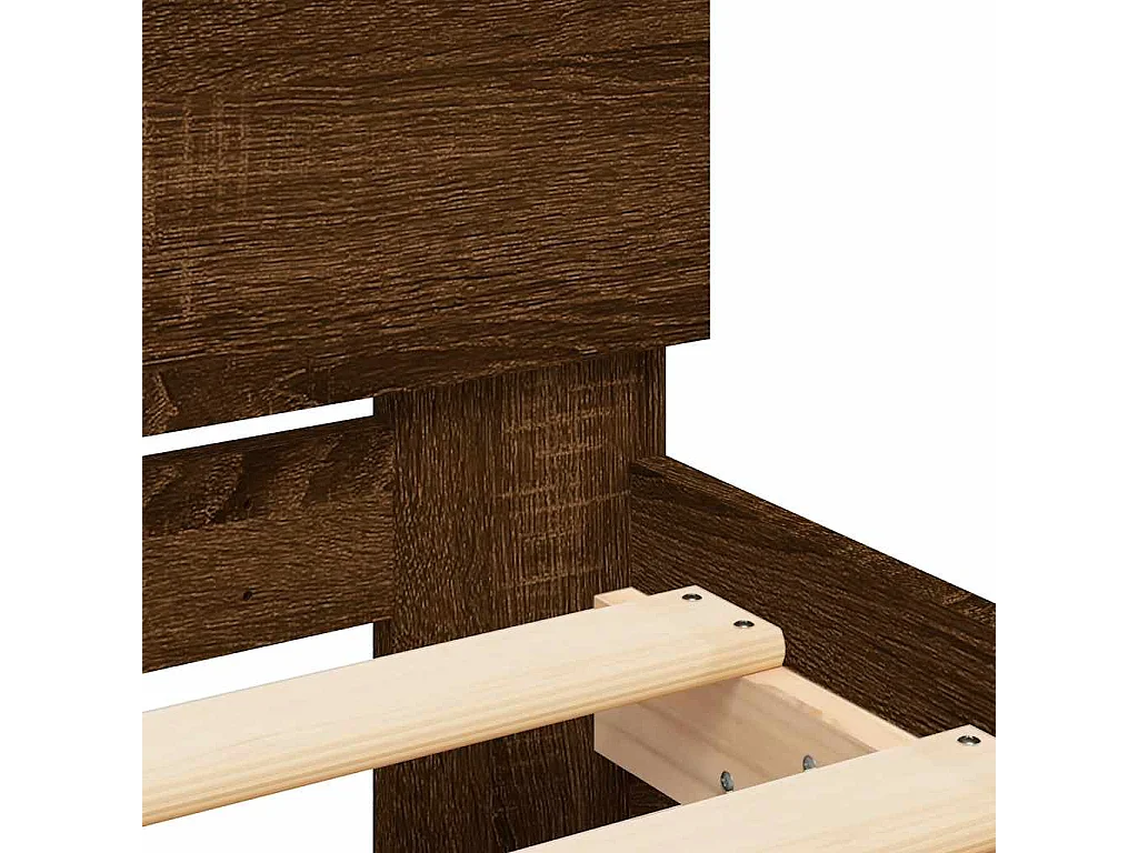 Cadre de lit avec tête de lit et LED chêne marron 140x190 cm