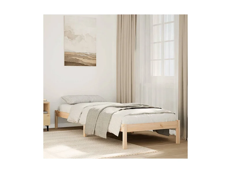 Cadre de lit extra long sans matelas 90x210 cm bois massif pin