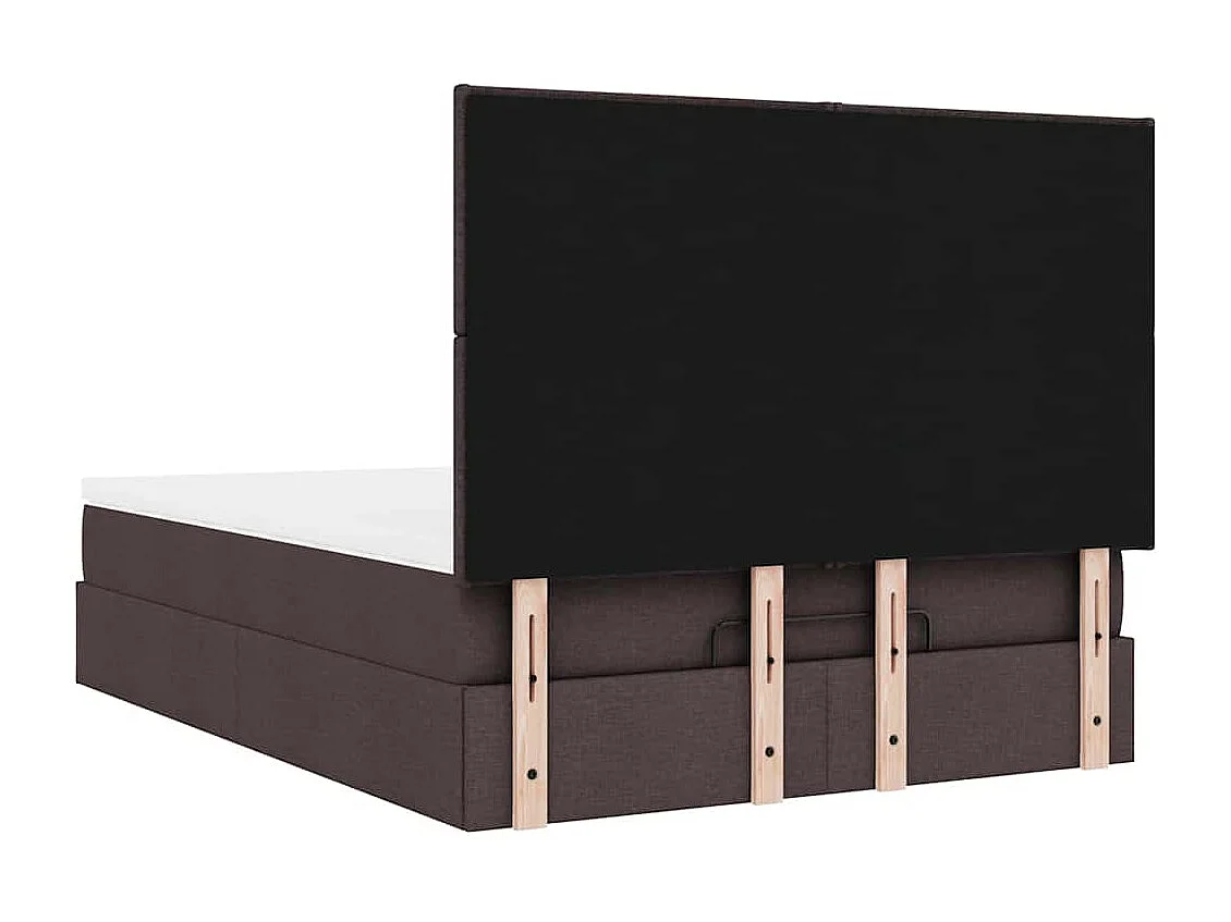 Estrutura cama otomana colchão 140x190cm tecido castanho escuro