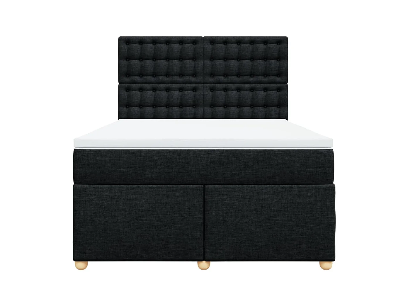 Cama box spring con colchón tela negro 160x200 cm