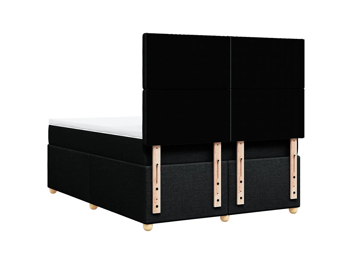 Cama box spring con colchón tela negro 160x200 cm