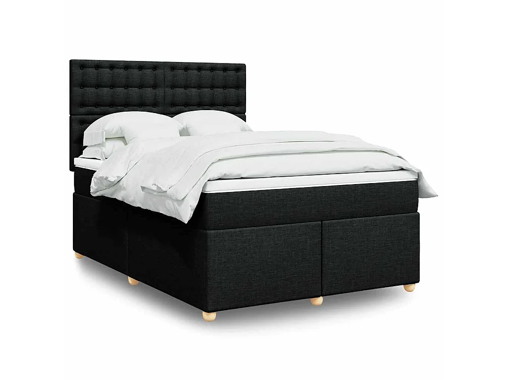 Giroletto a Molle con Materasso Nero 160x200 cm in Tessuto