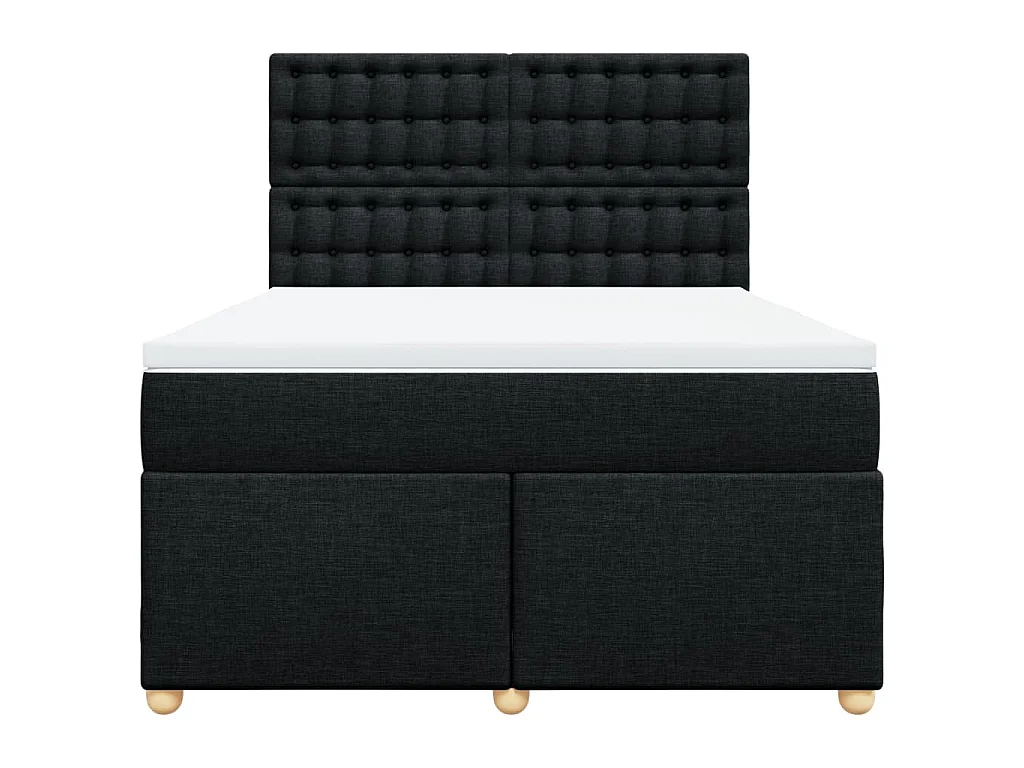 Giroletto a Molle con Materasso Nero 160x200 cm in Tessuto