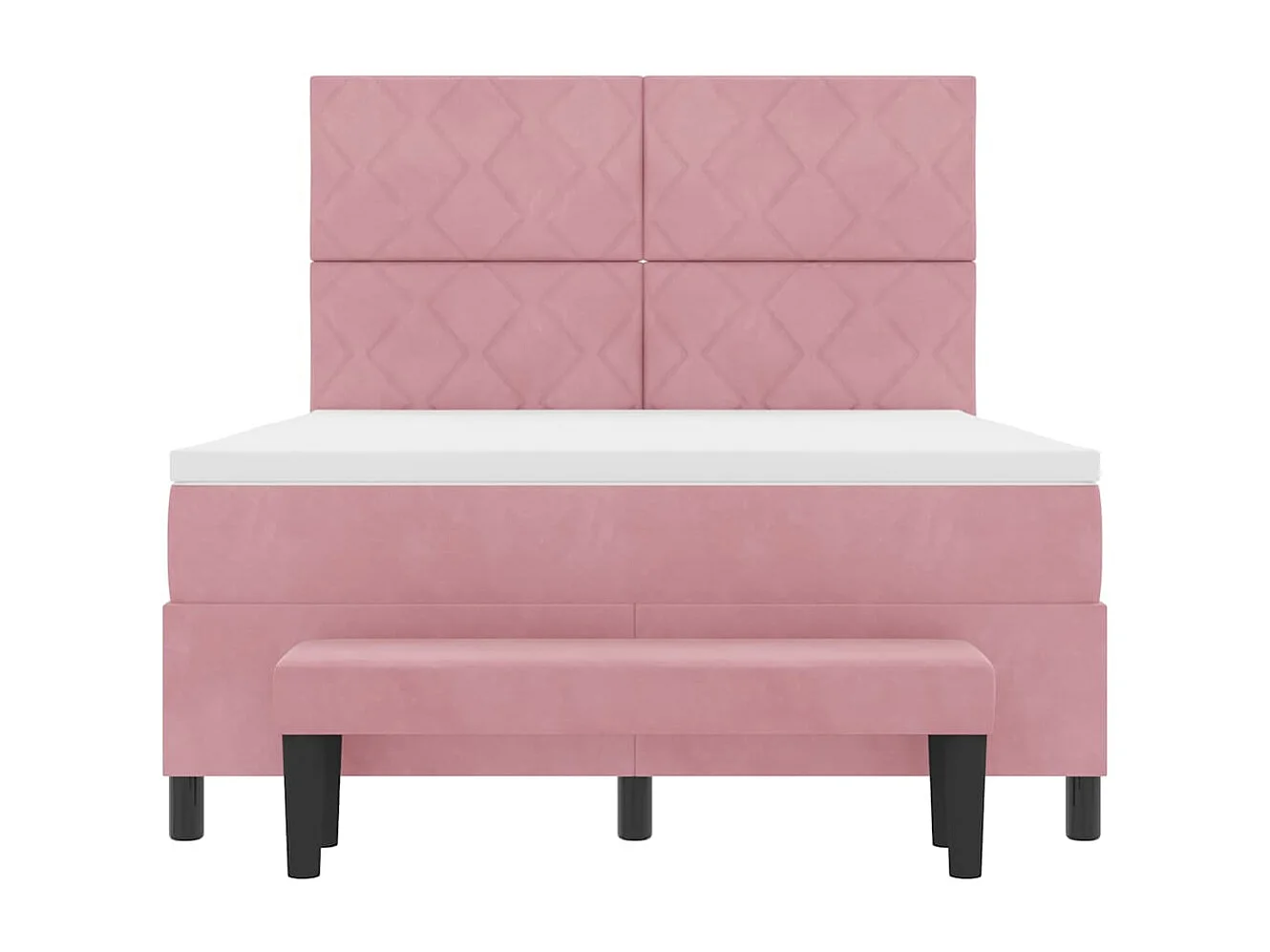 Cama Box com colchão com cabeceira Rosa 160 x 200 cm Veludo