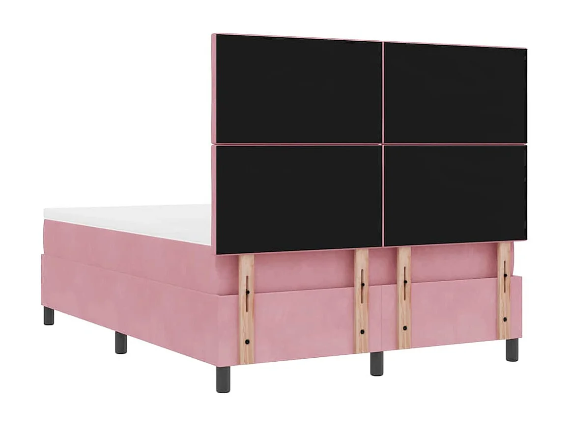 Cama Box com colchão com cabeceira Rosa 160 x 200 cm Veludo