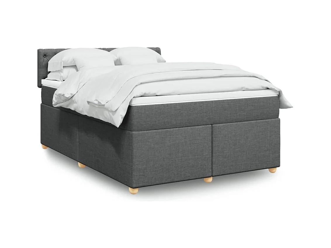 Sommier à lattes de lit avec matelas Gris foncé 140x200cm Tissu