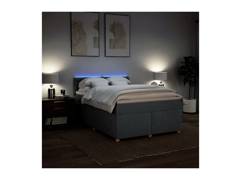 Sommier à lattes de lit avec matelas Gris foncé 140x200cm Tissu