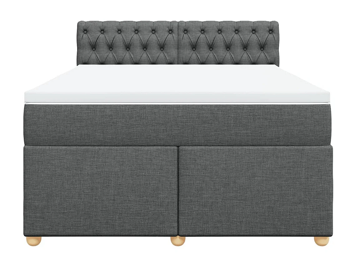 Cama box spring con colchón tela gris oscuro 140x200 cm
