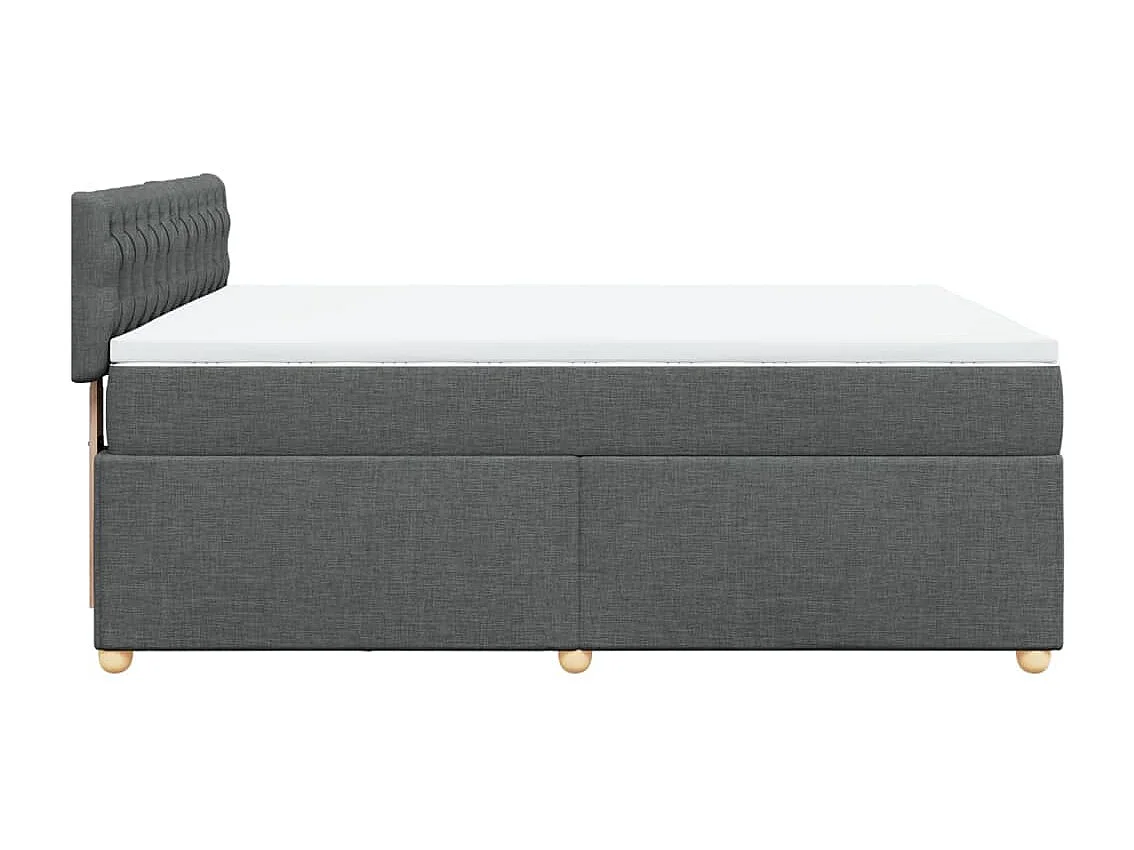 Cama box spring con colchón tela gris oscuro 140x200 cm