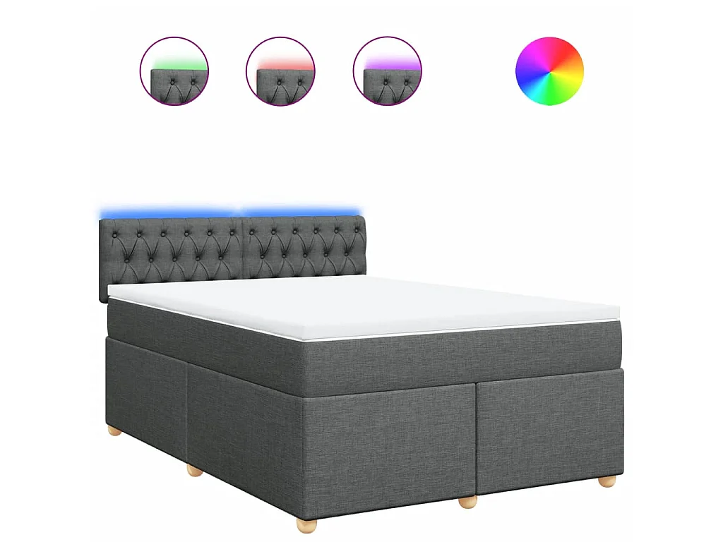 Boxspringbett mit Matratze Dunkelgrau 140x200 cm Stoff