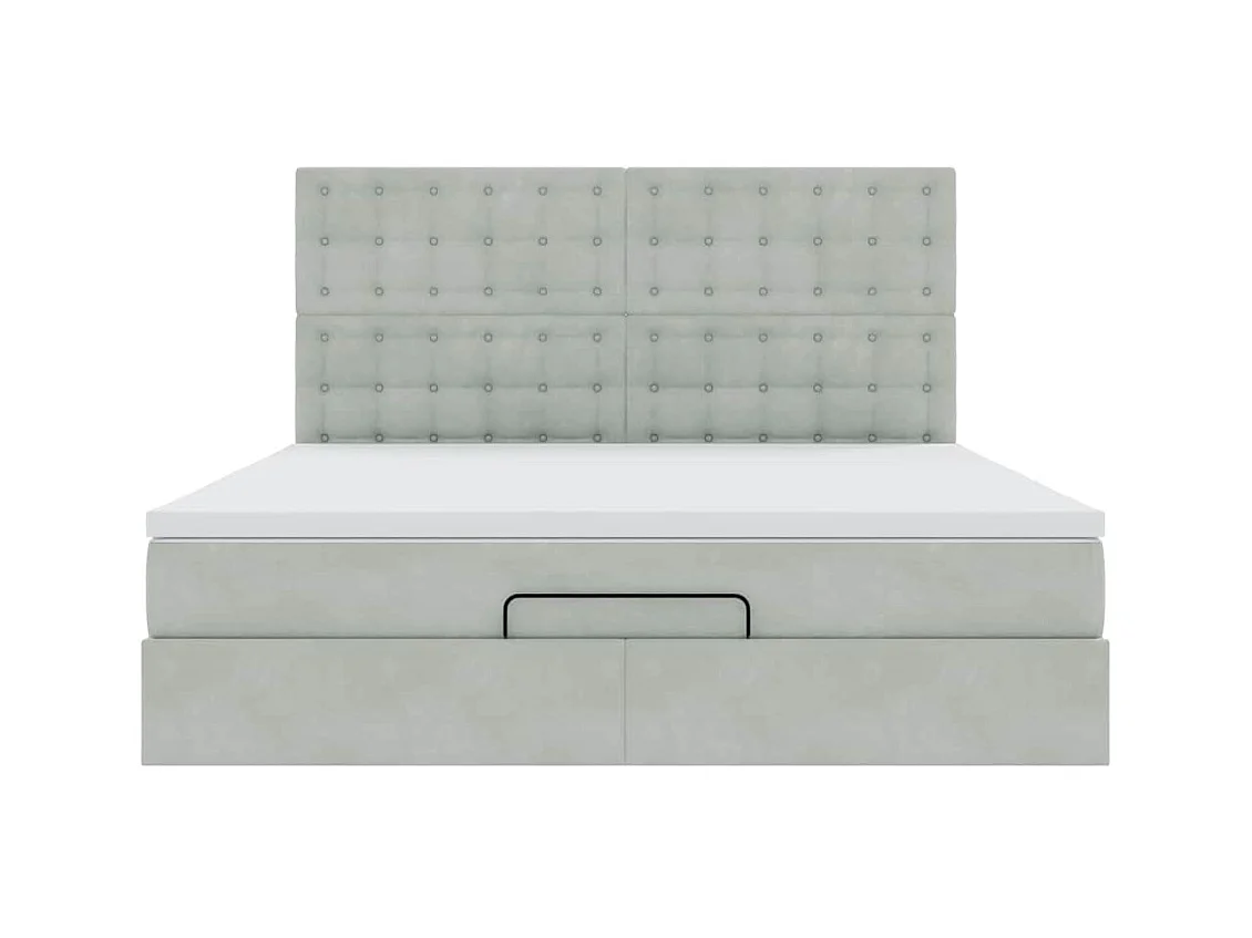 Cadre de lit ottoman et matelas gris clair 160x200cm velours