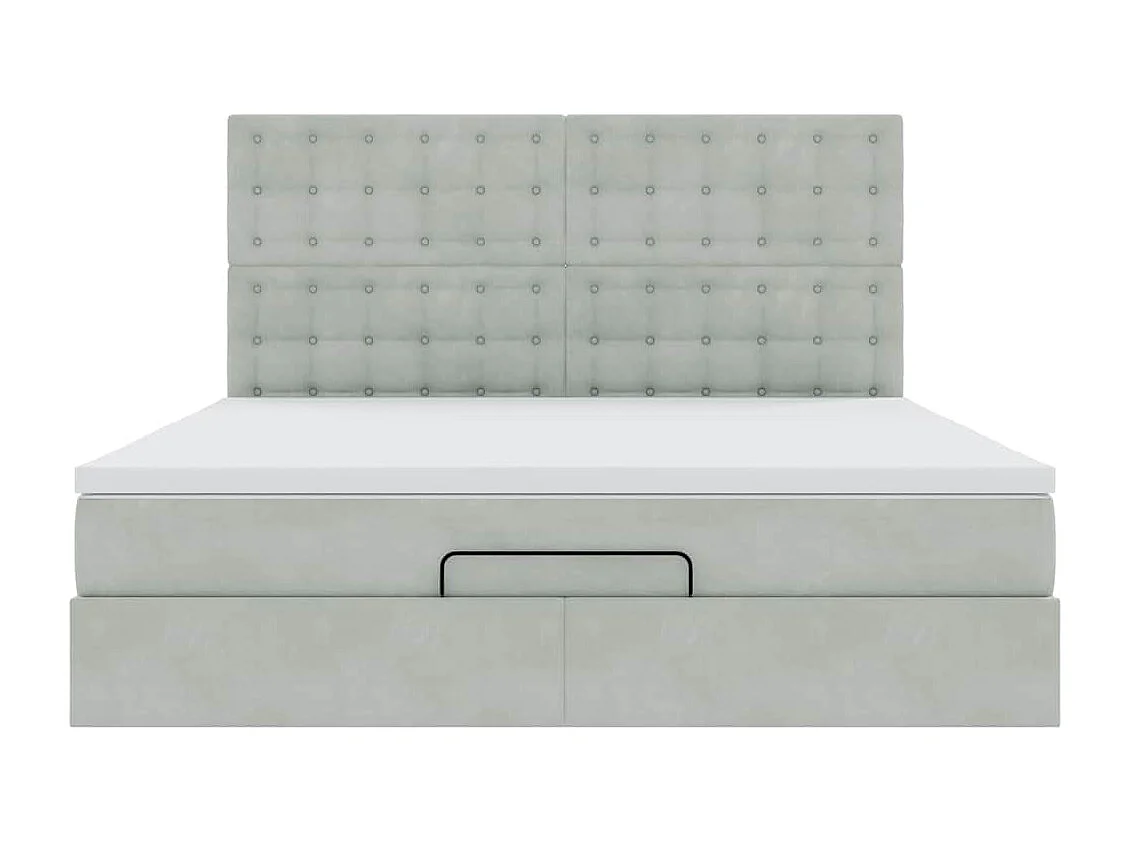 Ottoman-Bett mit Matratzen Hellgrau 160x200 cm Samt