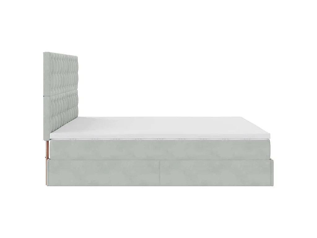 Estrutura cama otomana colchões 160x200cm veludo cinzento claro