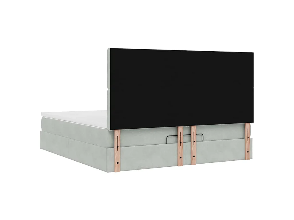 Estrutura cama otomana colchões 160x200cm veludo cinzento claro
