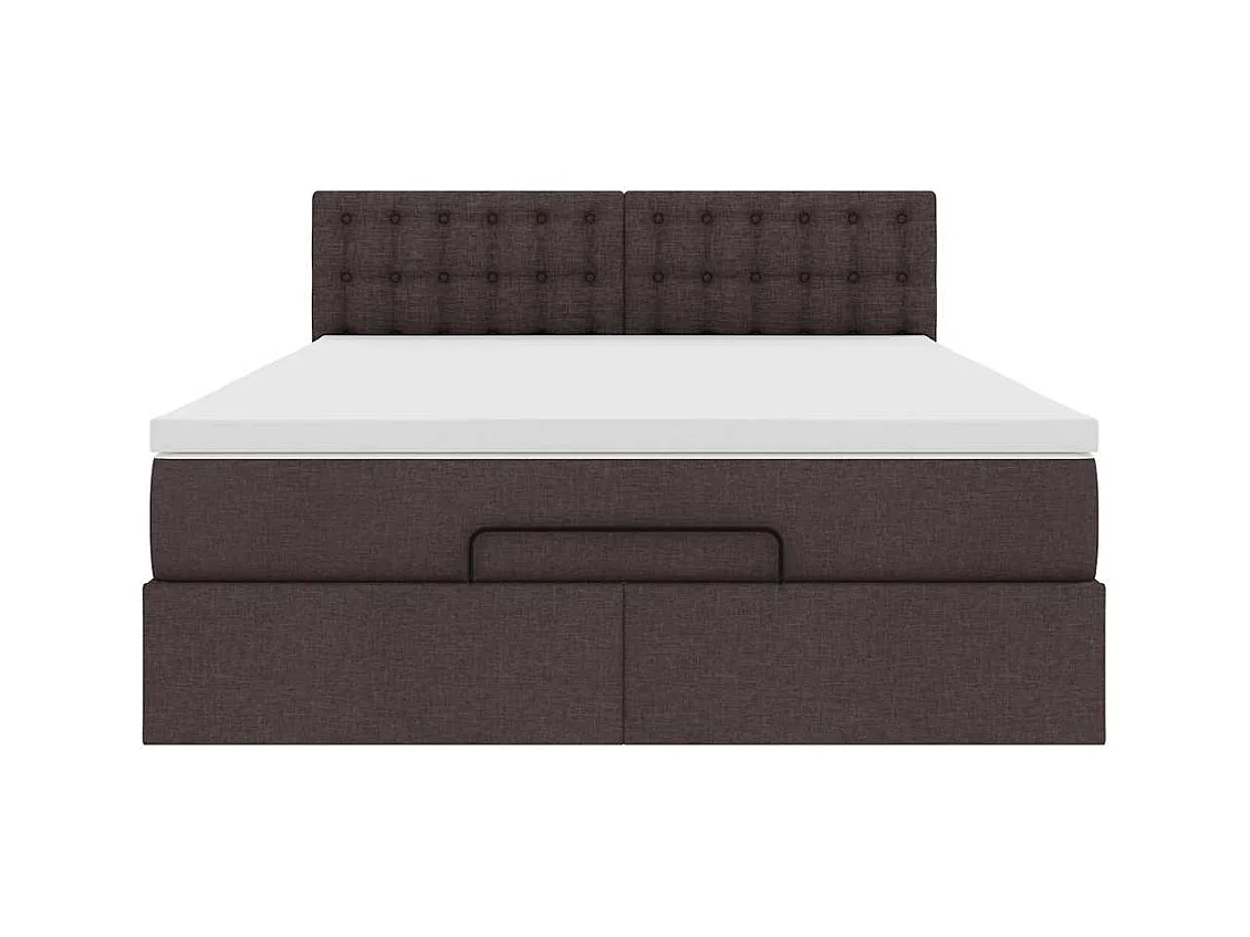 Cadre de lit ottoman avec matelas marron foncé 140x200 cm tissu