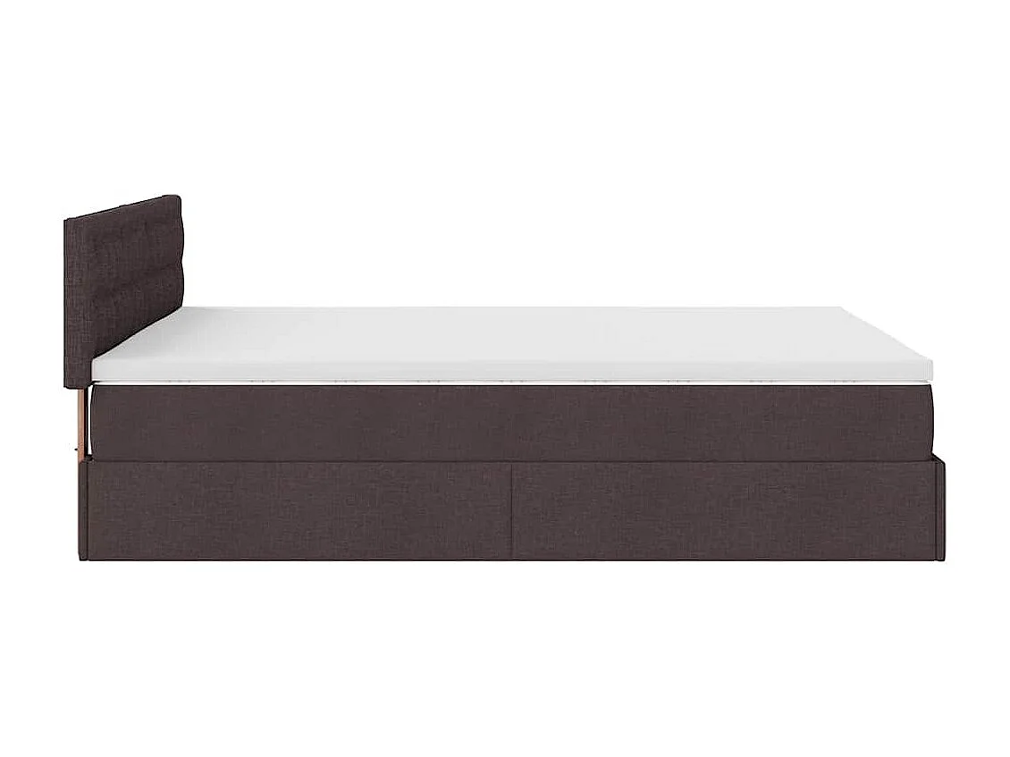 Cadre de lit ottoman avec matelas marron foncé 140x200 cm tissu