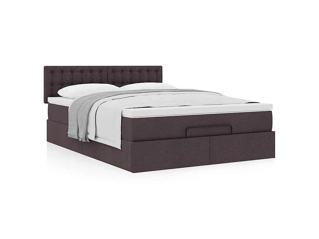 Ottoman bed met matras 140x200cm stof donkerbruin