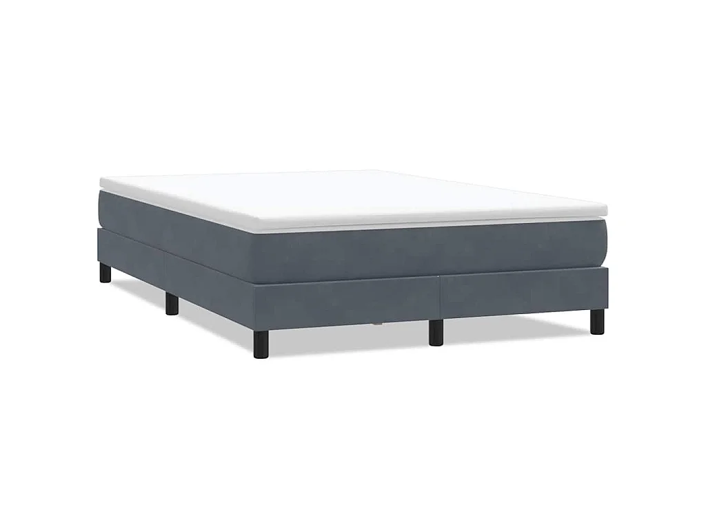 Cama box spring sin colchón gris oscuro terciopelo 140x220 cm