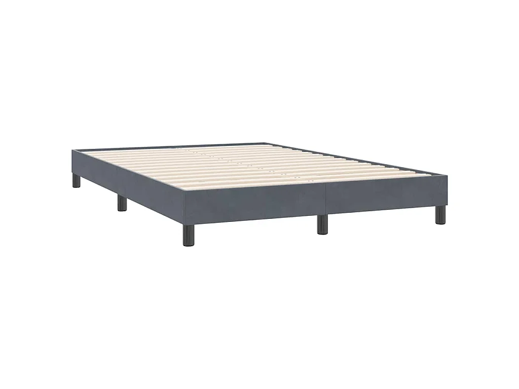 Cama box spring sin colchón gris oscuro terciopelo 140x220 cm