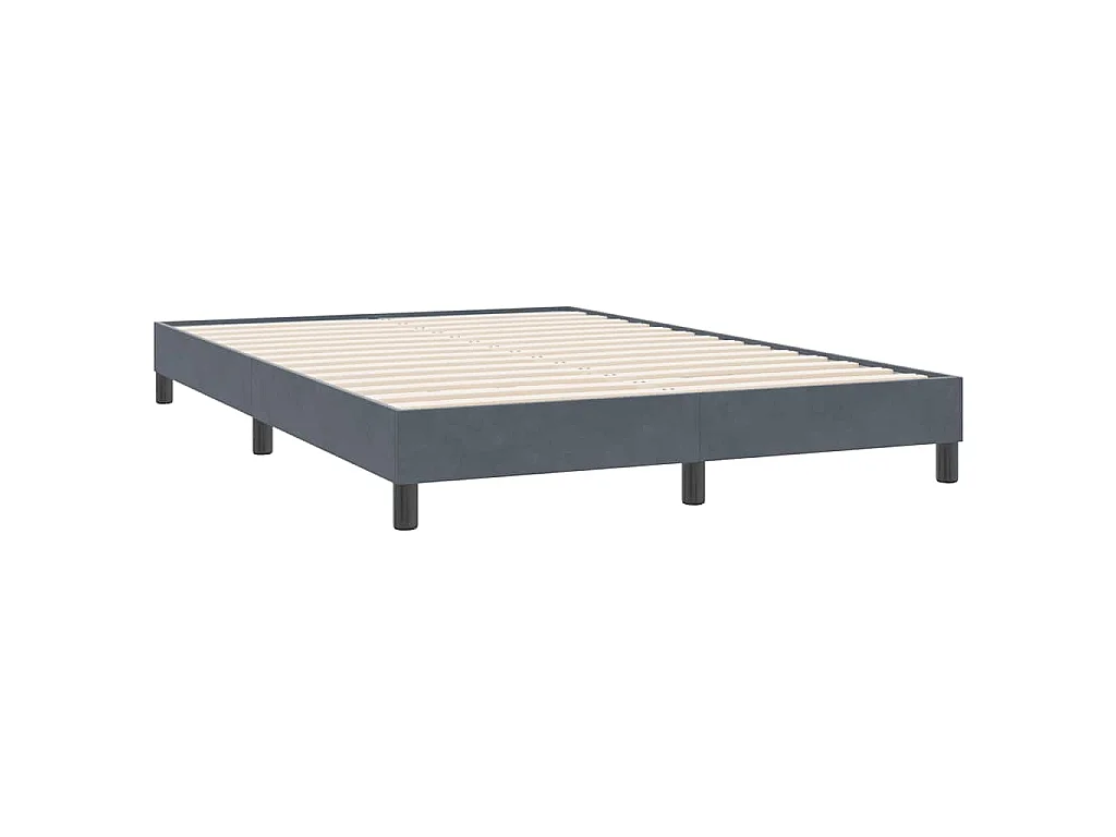 Cama box spring sin colchón gris oscuro terciopelo 140x220 cm
