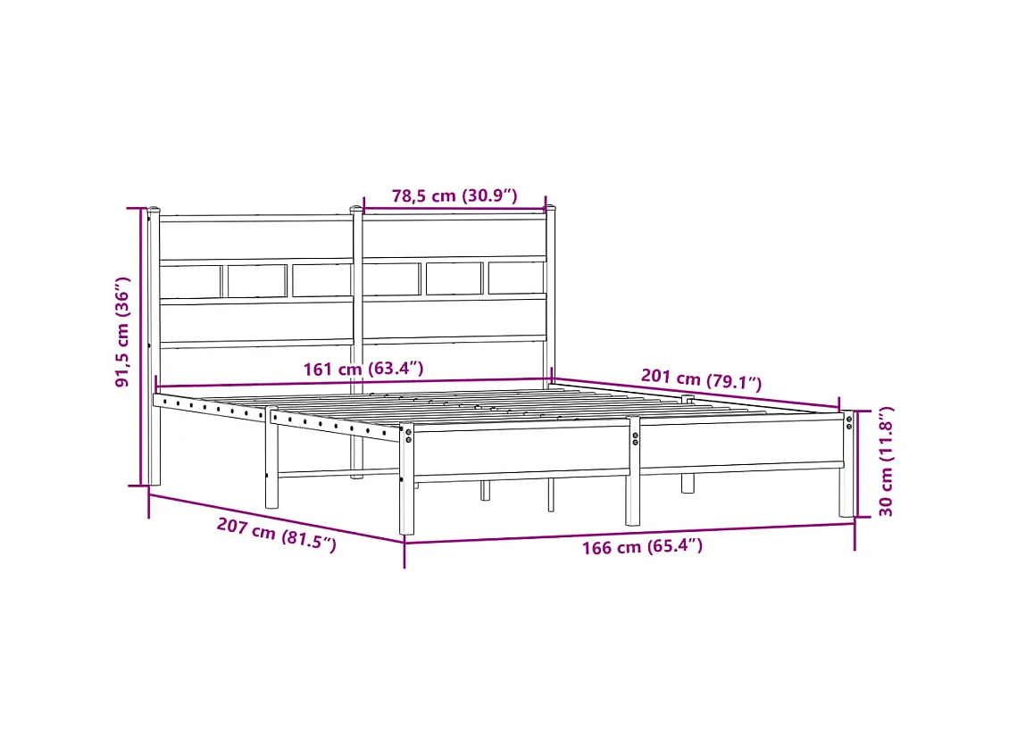 Bettgestell ohne Matratze Sonoma-Eiche 160x200 cm Holzwerkstoff