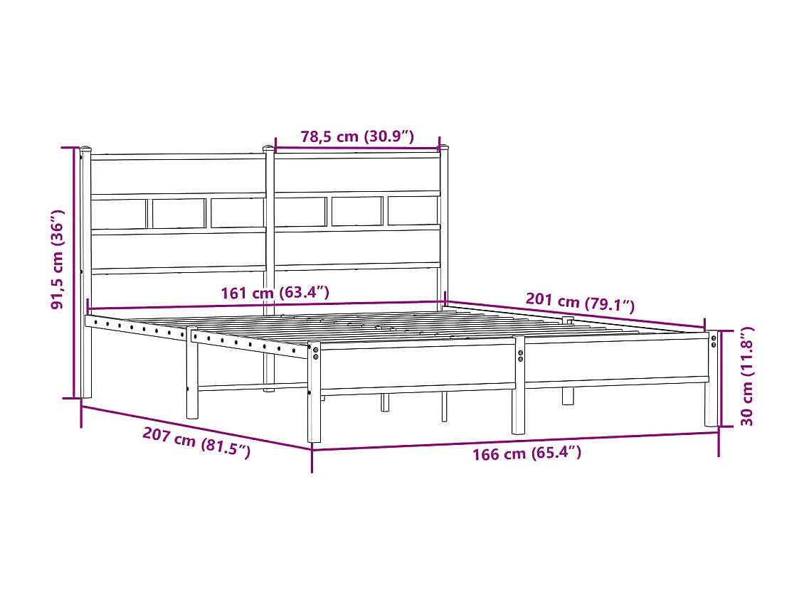 Bettgestell ohne Matratze Sonoma-Eiche 160x200 cm Holzwerkstoff