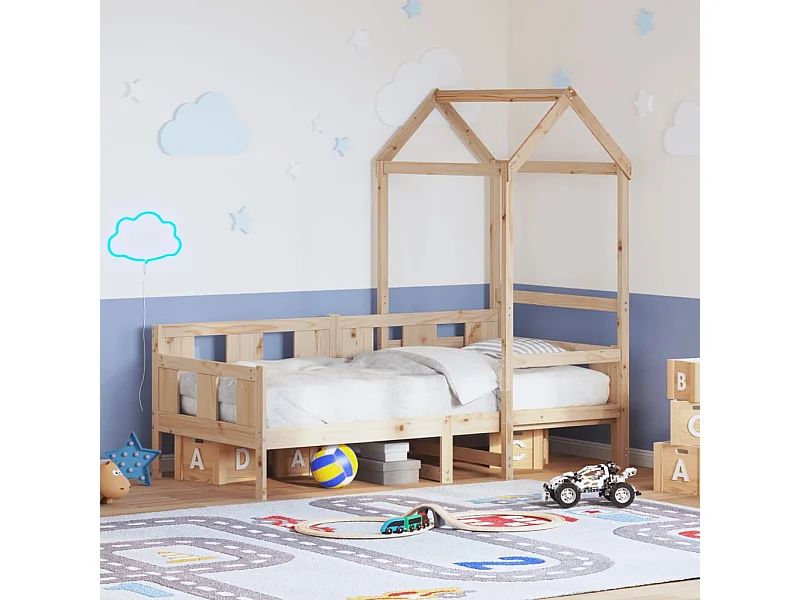 Dormeuse con Tetto 90x200 cm in Legno Massello di Pino