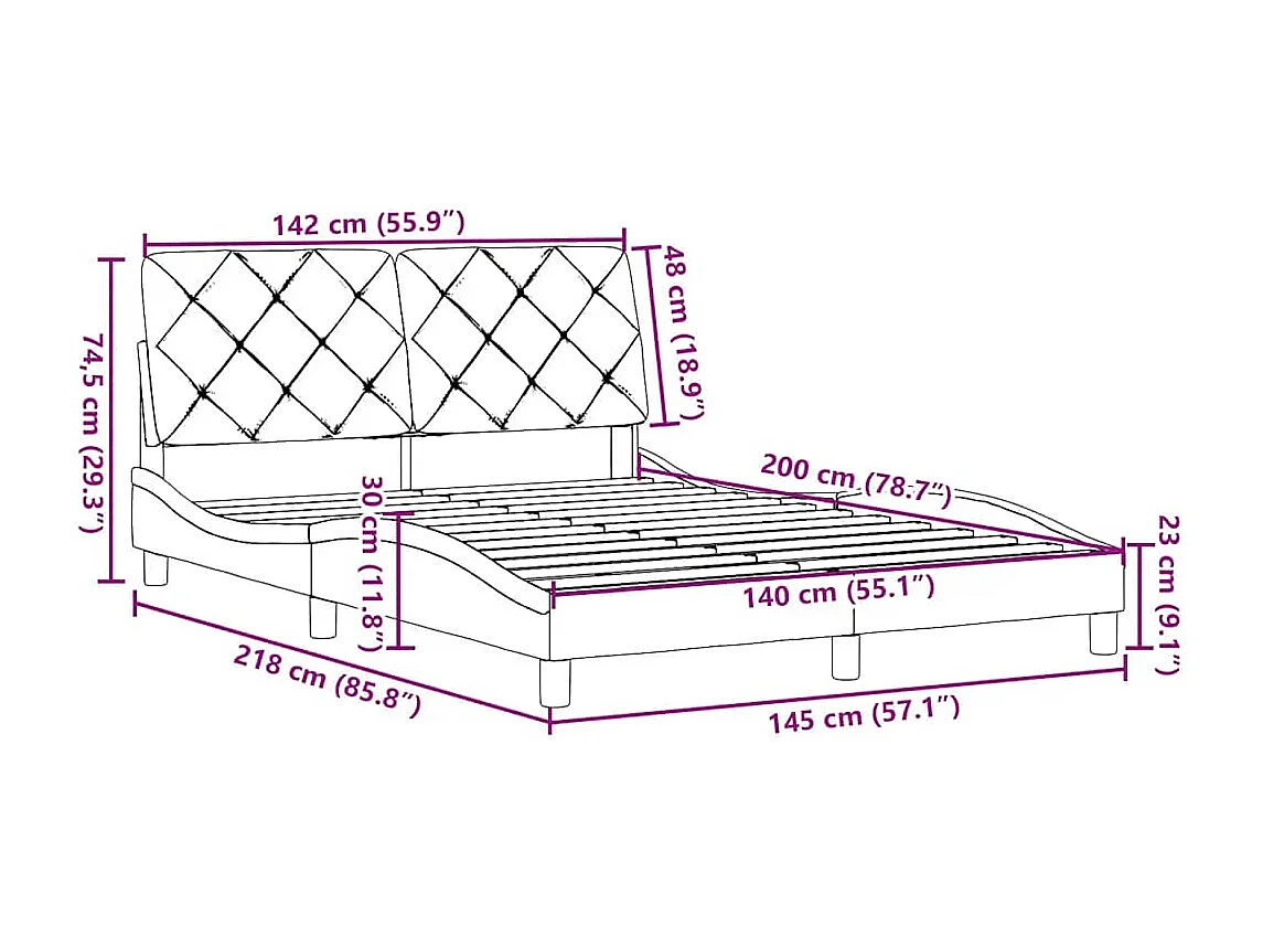 Bedframe zonder matras stof donkerbruin 140x200 cm