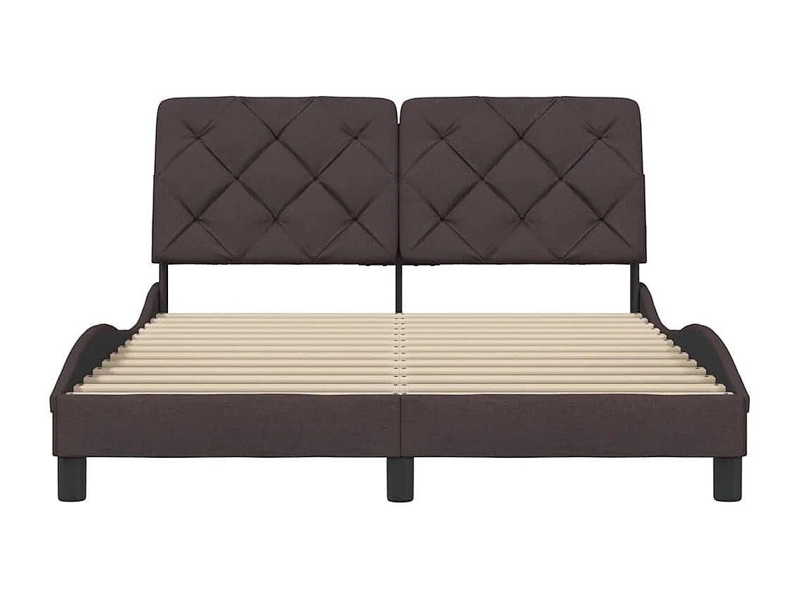 Cadre de lit sans matelas marron foncé 140x200 cm tissu