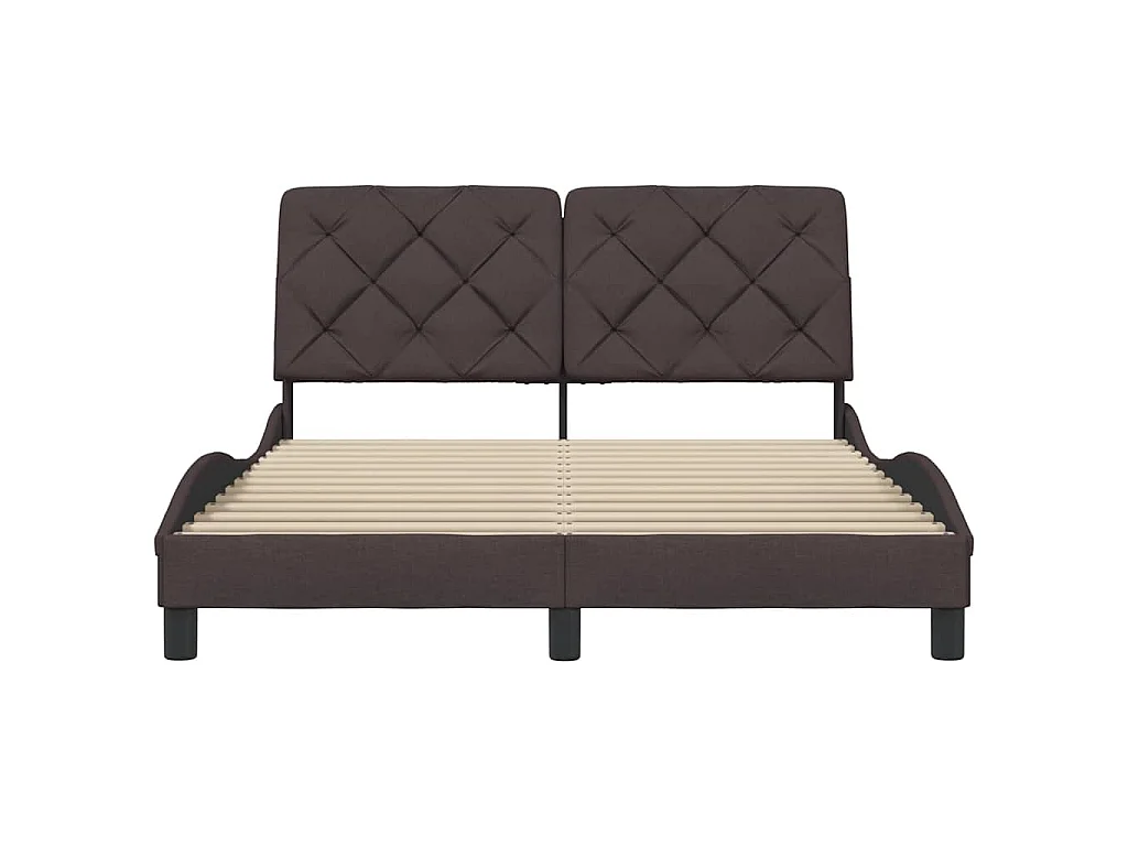 Estructura de cama sin colchón tela marrón oscuro 140x200 cm