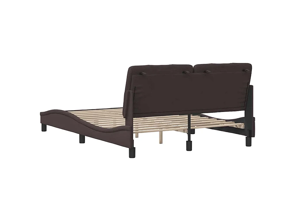 Estructura de cama sin colchón tela marrón oscuro 140x200 cm