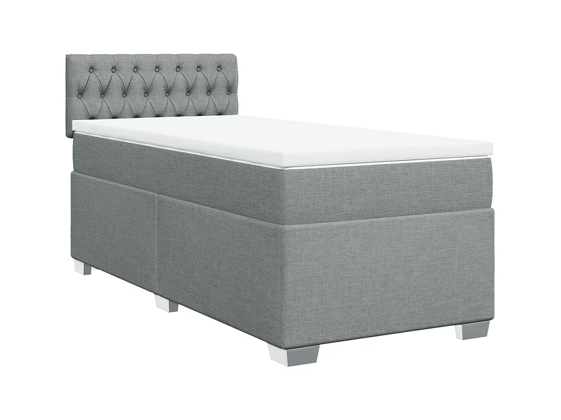 Boxspringbett mit Matratze Hellgrau 90x190 cm Stoff