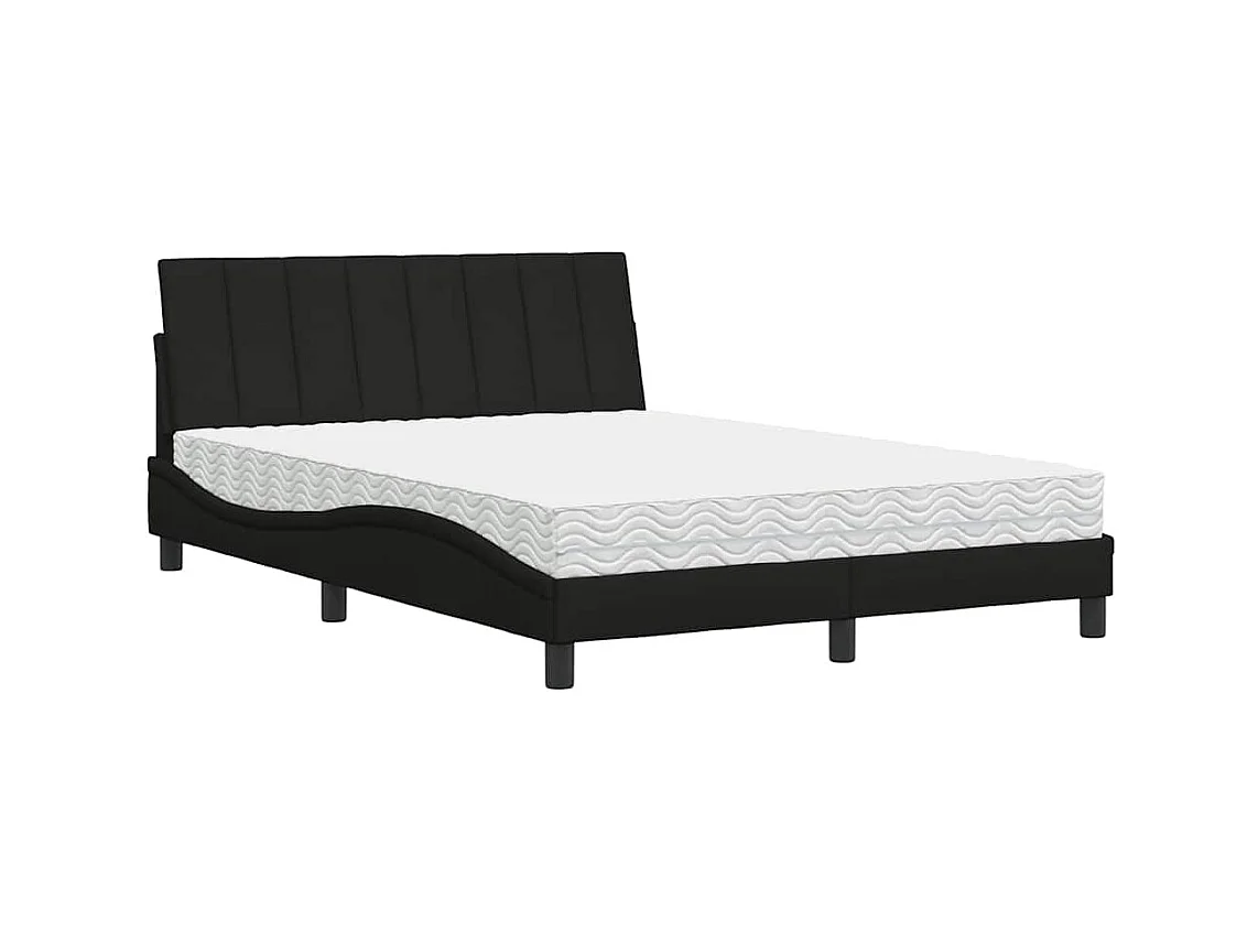 Lit avec matelas Hanko noir 140x200 cm tissu