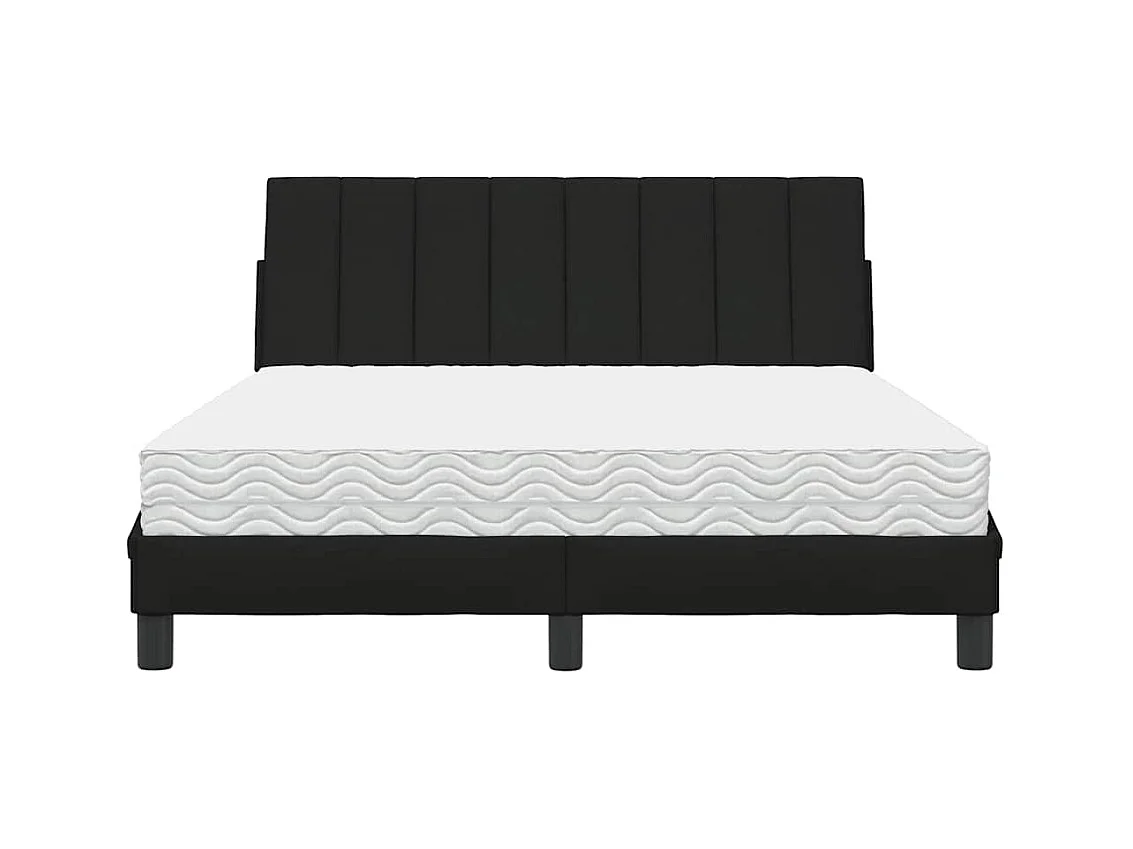 Lit avec matelas Hanko noir 140x200 cm tissu