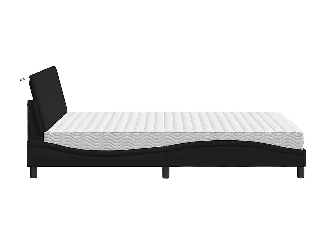 Letto con Materasso Hanko Nero 140x200 cm in Tessuto
