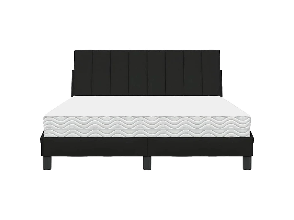 Lit avec matelas Hanko noir 140x200 cm tissu