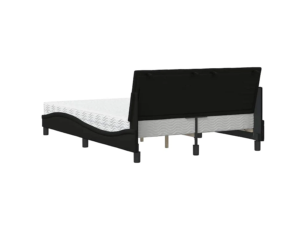 Lit avec matelas Hanko noir 140x200 cm tissu