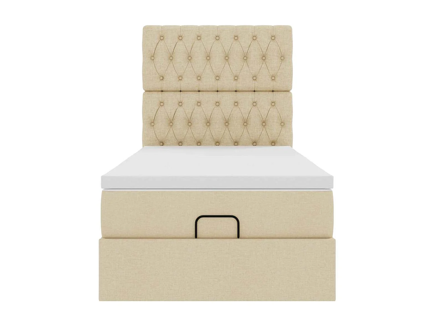 Bed poef met matras en LED's 90x200 cm stof crèmekleurig