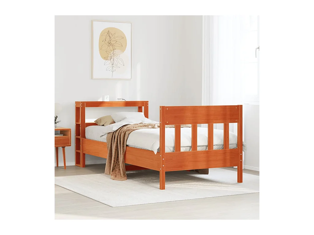 Bedframe zonder matras massief grenenhout wasbruin 90x200 cm