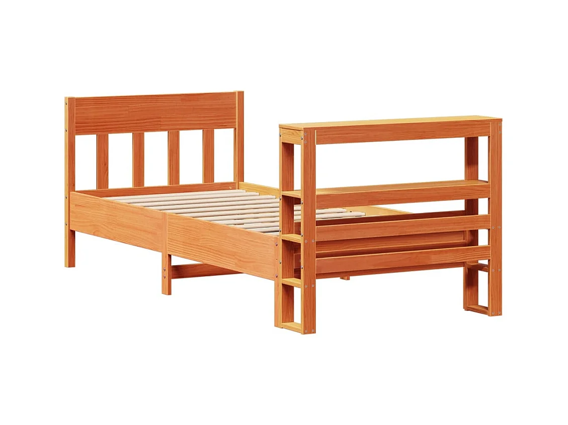 Massivholzbett ohne Matratze Wachsbraun 90x200 Kiefernholz