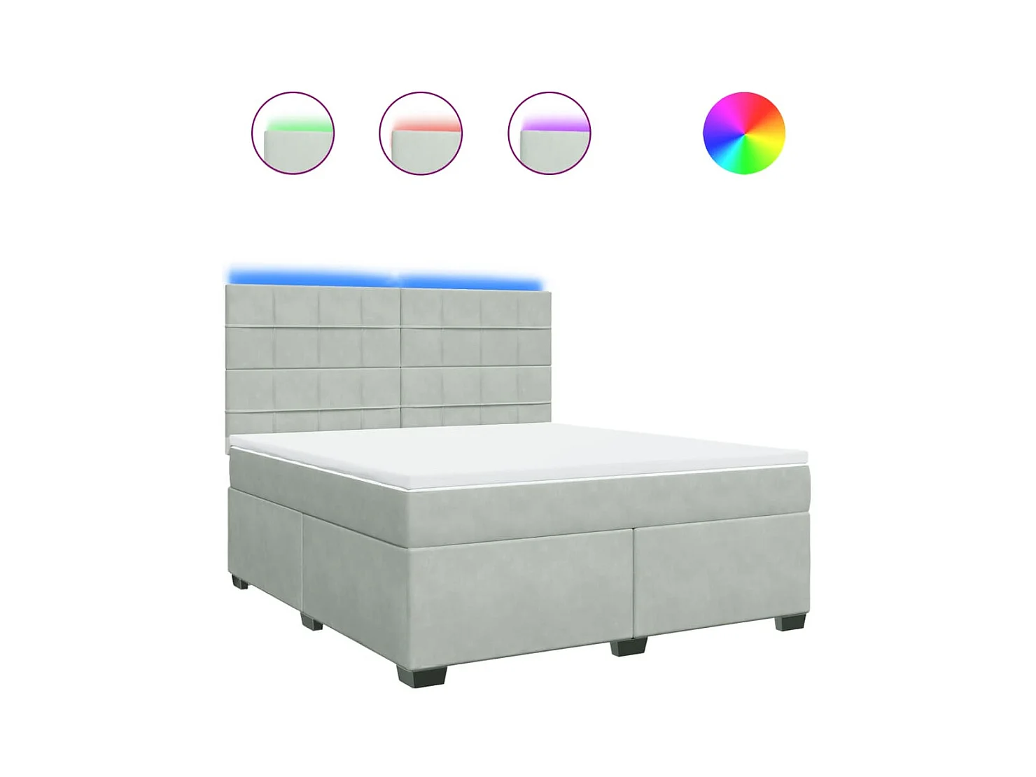 Sommier à lattes de lit et matelas Gris clair 180x200cm Velours